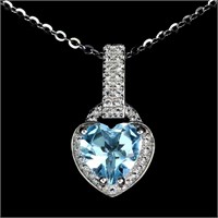 Heated Heart Blue Topaz 8mm White Topaz Gemstone 9