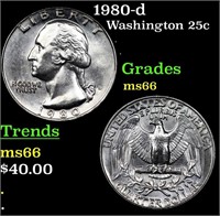 1980-d Washington Quarter 25c Grades GEM+ Unc