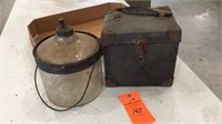Glass kerosene jug and case