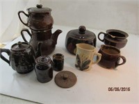 Brown Stoneware Pottery Bean Pot, Coffee Tea Pots