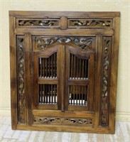 Foliate Relief Carved Framed Shuttered Mirror.