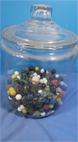 Vintage Marbles in Glass Apothecary Jar