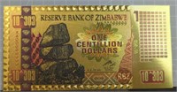 24k gold-plated Zimbabwe Banknote