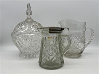 Vintage Glassware 1940s Glass Creamer, Etc Candy
