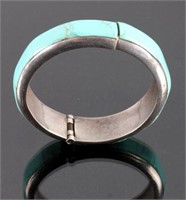 Sterling Silver and Turquoise Hinged Bracelet
