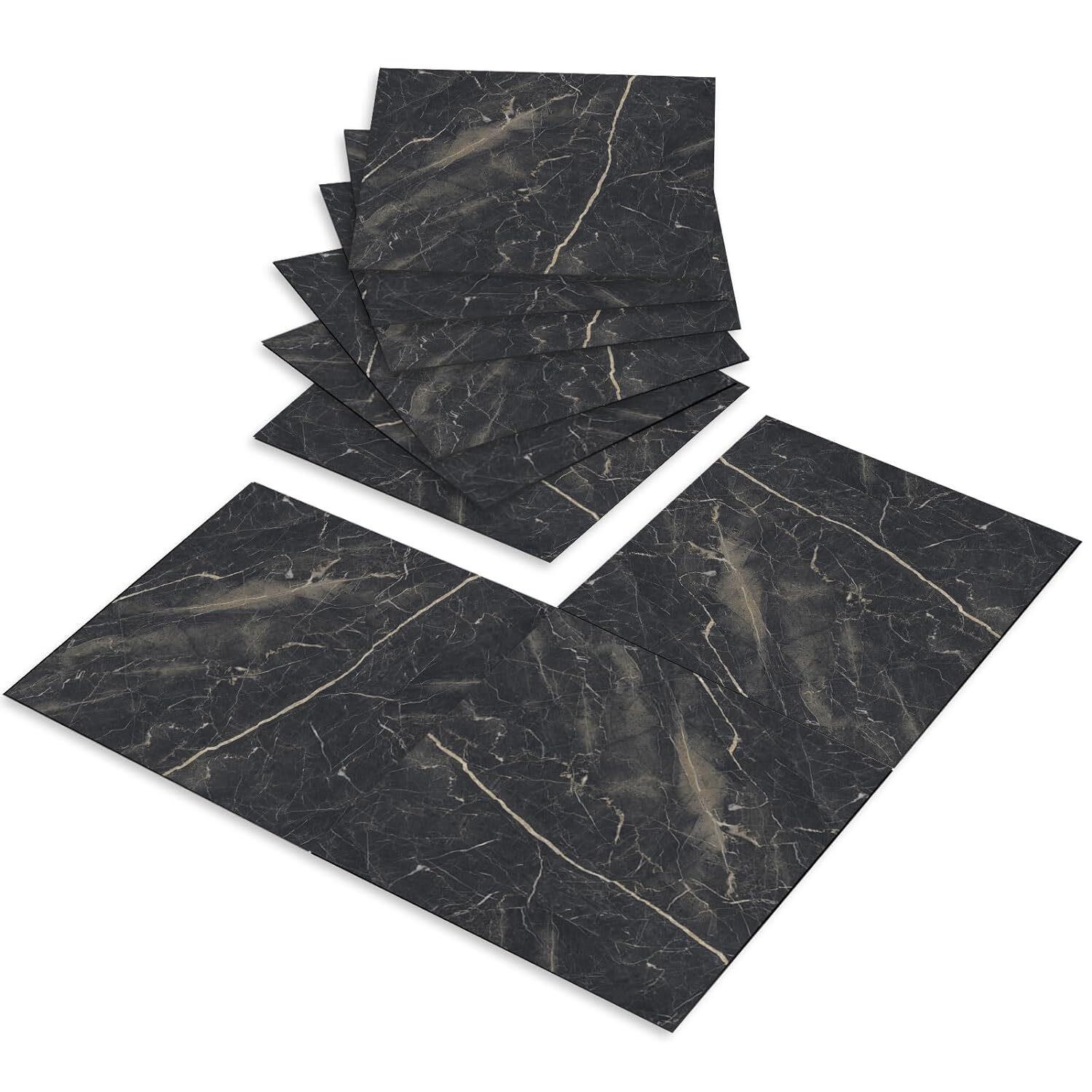 12pk Art3d Floor Tile  23.6x23.6in Dark Marble