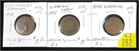 3- Civil War trade tokens, rarity I and 2 - x3