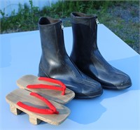Rubber Boots Size 8 & Wood Sandles