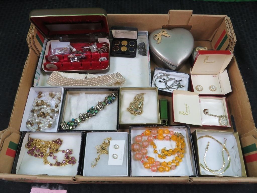 Jewelry boxes, necklaces, cufflinks