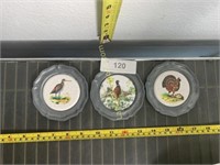 3 Bird coasters pewter