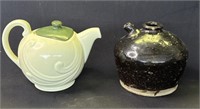 Pair of vintage pottery teapots