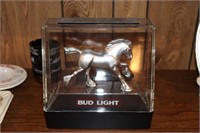 Lighted Bud Light Silver Clydesdale Bar Sign