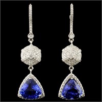 14K Gold 7.42ctw Tanzanite & 1.05ctw Diamond Earri