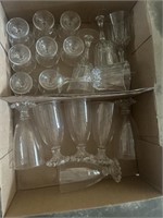 2 boxes of antique glass & dessert dishes