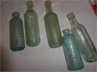 5 Antique Blob Bottles