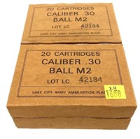 x4- Boxes of .30 Cal. (.30-06) Ball M2 cartridges,