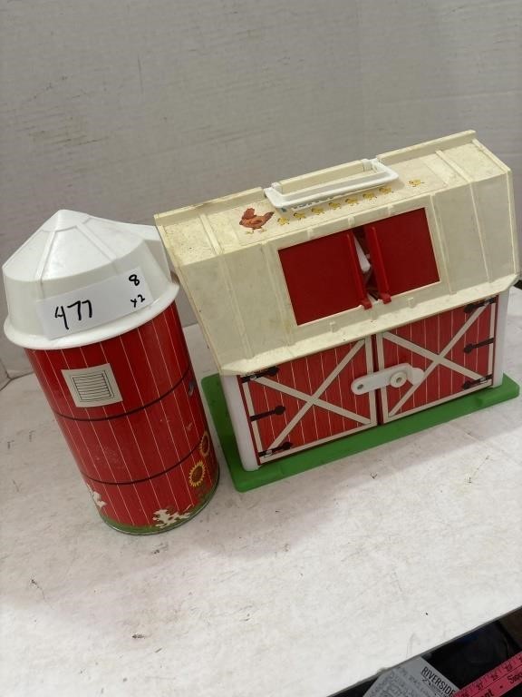 Vintage Fisher Price Play Family Barn and Silo