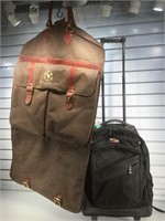 Pebbled Leather Travel Garment bag, and rolling