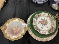 Limoges Cherub Plate, Spode Flower Plates.