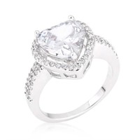 Heart Cut 3.90ct White Sapphire Halo Ring