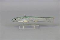 Ken Fisher 8.5" Trout Fish Spearing Decoy, Carved