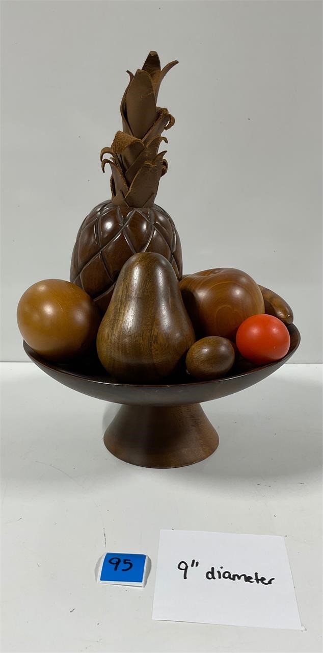 Vintage Wooden Bowl and Fruit