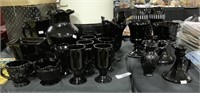 Large Collection Of Black Glass, Some