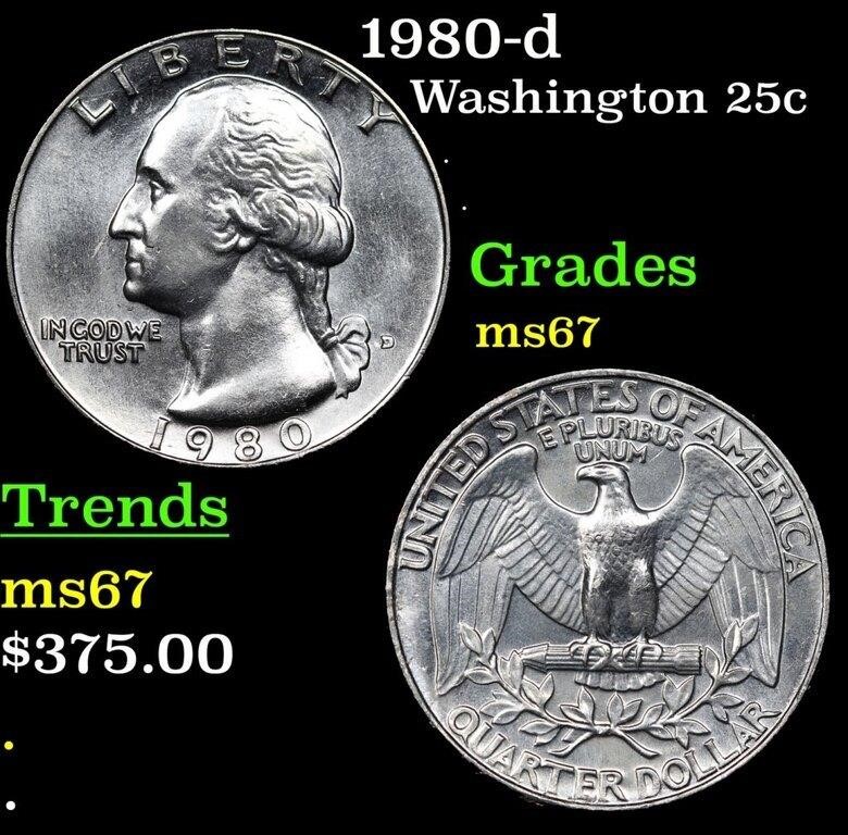 1980-d Washington Quarter 25c Grades GEM++ Unc