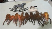 3 METAL HORSE FIGURES, LAZER CUT & WALL DECOR