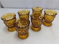 (6) Amber Indiana Footed Juice Glass
