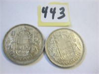 1956 & 1957 Canadian Silver Fifty Cents Coins