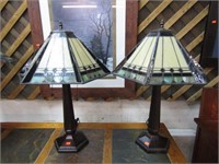 PAIR-- TIFFANY STYLE TABLE LAMPS