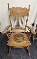 Antique Rocking Chair w Velvet Seat