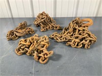 Various size and lengths of chain with hooks