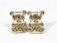 Crystal Teddybear Earrings Stamped 925  New