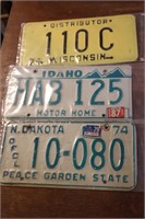 License Plates - Wisconsin, Idaho, N Dakota, Ohio