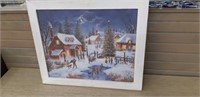 Dennis Lewan framed Winter Scene 24 x 20"
