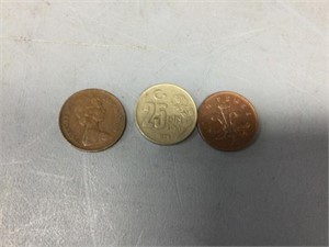 3 FOREIGN COINS