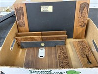 Laser craft walnut desk set