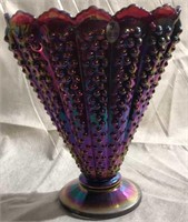 Fenton Purple Carnival 8” Fan Vase