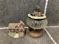 Gnome Home and Grape Weaved Ceramic Decor