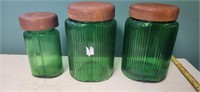 Lot of 3- c.1930 Deco Owens-Illinois Forest Green