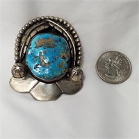 Large Rough Turquoise & Silver Pendant