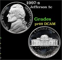 Proof 1997-s Jefferson Nickel 5c Grades GEM++ Proo