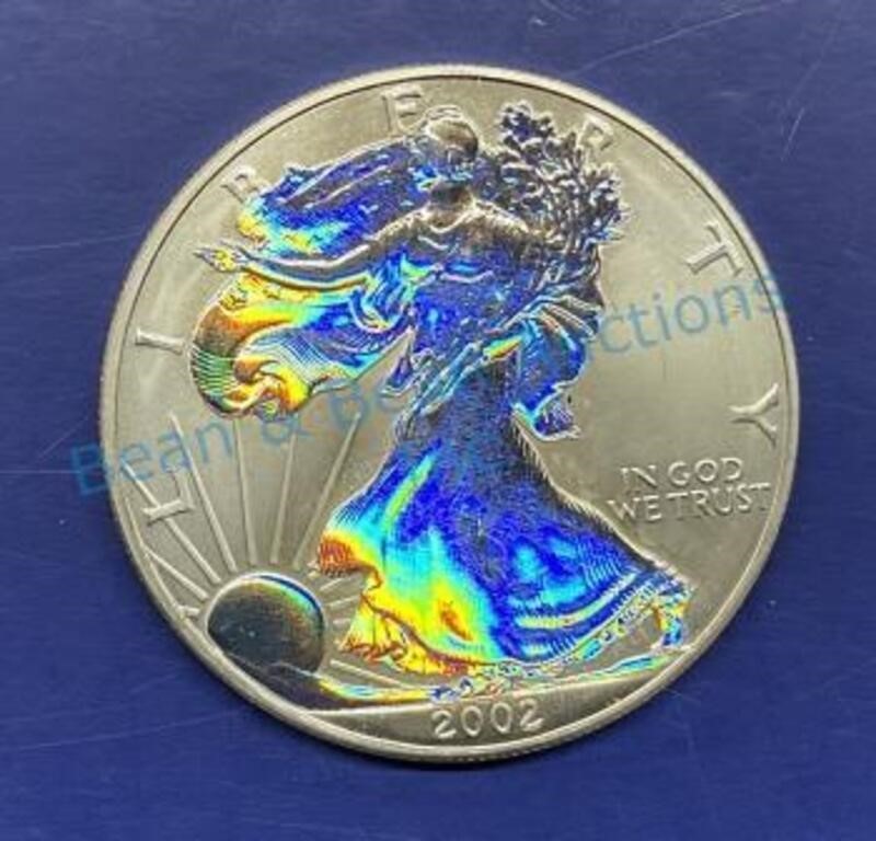 2002 colorized silver eagle