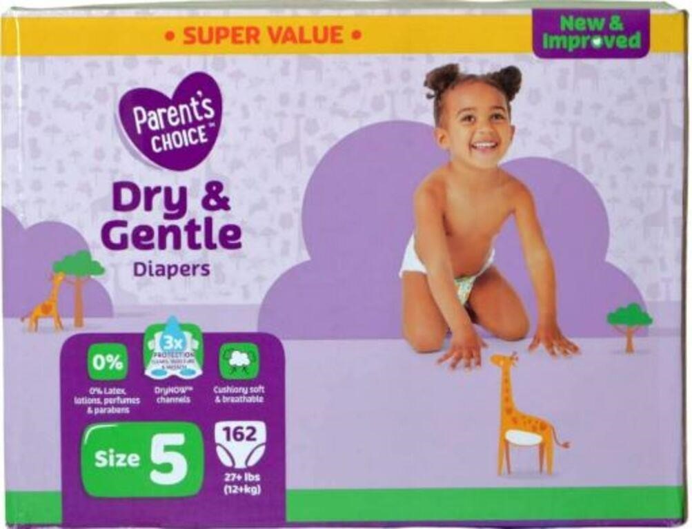 $35 Dry &Gentle Diapers Size 5 Super Value 162 Nos