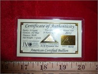 ACB 5 Grain 24k .9999 Fine Gold Pyramid Bar