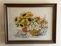 needlepoint sunflower/Daisy artwork 27 x 21