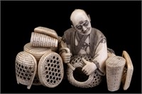 Japanese Meiji Period Basket Weaver