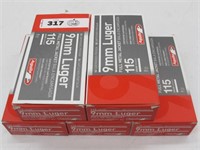LOT OF 250 ROUNDS OF LUGER 9MM 115 GRAIN